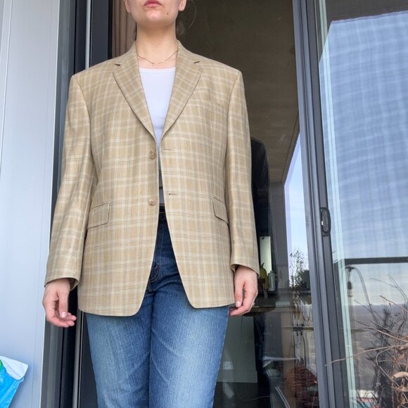 Lauren Ralph Lauren Golden Checkered Blazer Size 44S - Picture 2 of 12